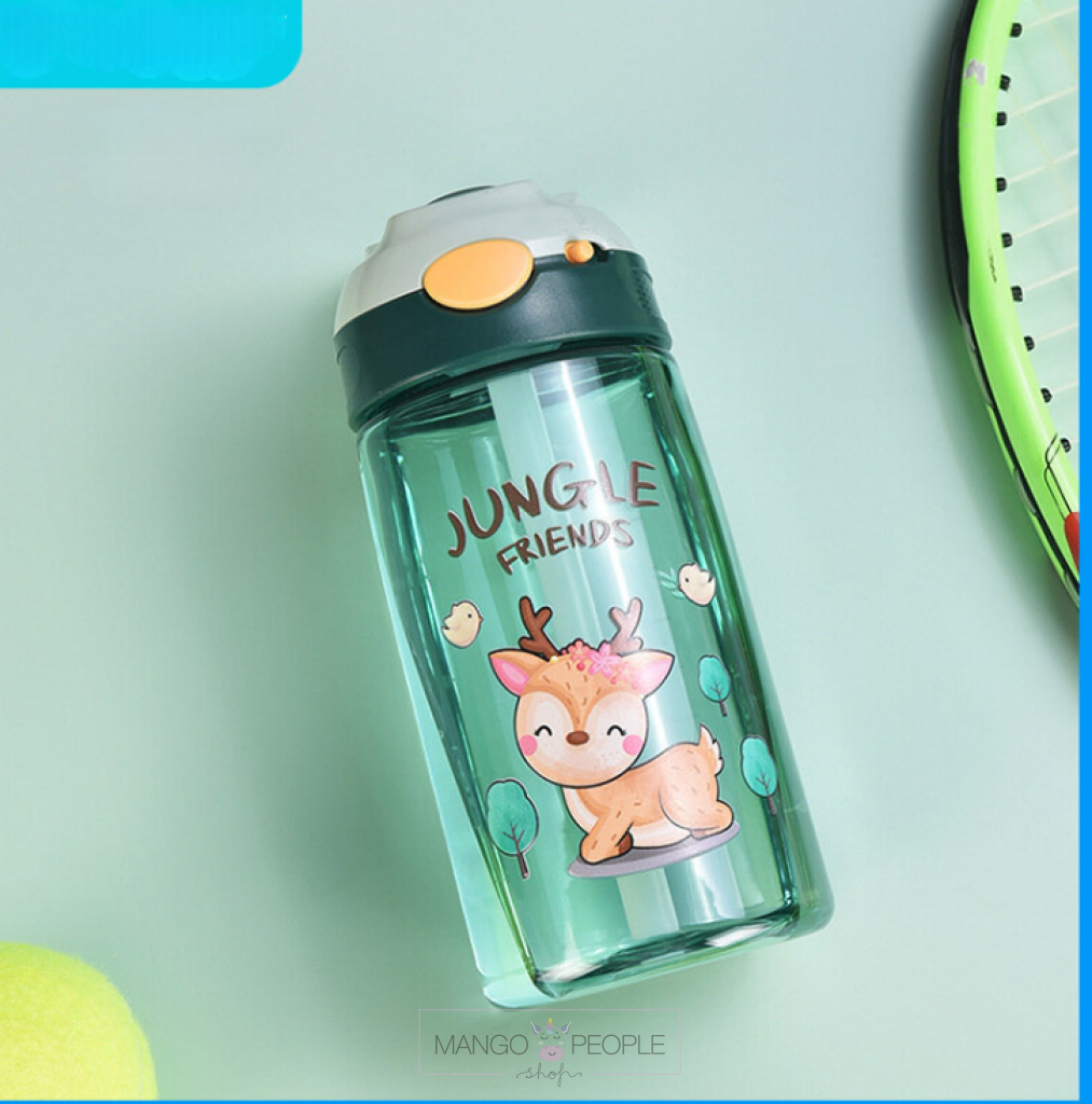 Cute Animal Design Water Bottle For Kids - 470Ml Deer Water Bottles Sipper Water Bottle