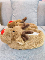 Load image into Gallery viewer, Cute Animal Reindeer Indoor Plush Slippers