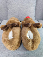 Load image into Gallery viewer, Cute Animal Reindeer Indoor Plush Slippers