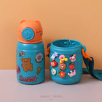 Load image into Gallery viewer, Cute Cartoon Shut Up Bear Stainless Steel Water Bottle - 450Ml Blue