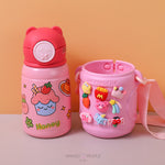 Load image into Gallery viewer, Cute Cartoon Shut Up Bear Stainless Steel Water Bottle - 450Ml Pink