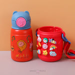 Load image into Gallery viewer, Cute Cartoon Shut Up Bear Stainless Steel Water Bottle - 450Ml Red