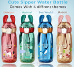 Load image into Gallery viewer, Cute Kids Plastic Water Bottles With Straw - 550Ml