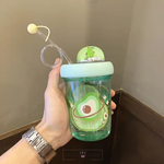 Load image into Gallery viewer, Fruit Design Water Bottle With Straw - 390Ml