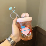 Load image into Gallery viewer, Fruit Design Water Bottle With Straw - 390Ml