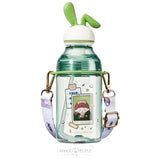 Load image into Gallery viewer, Cute Kawai Water Bottle With Straw And Sipper - 400Ml Green Water Bottles Sipper Bottle