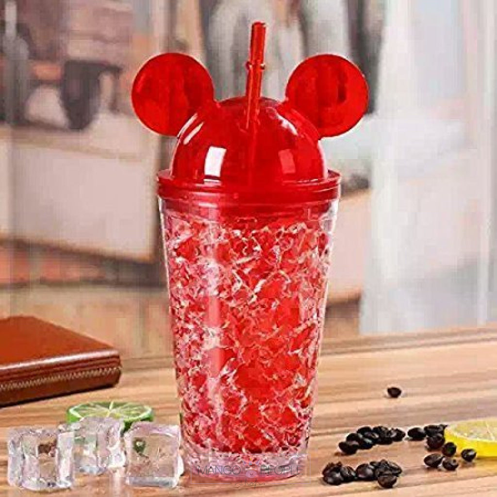 Cute Mickey Mouse Vacuum Flask Sipper Transparent Bottle -500Ml