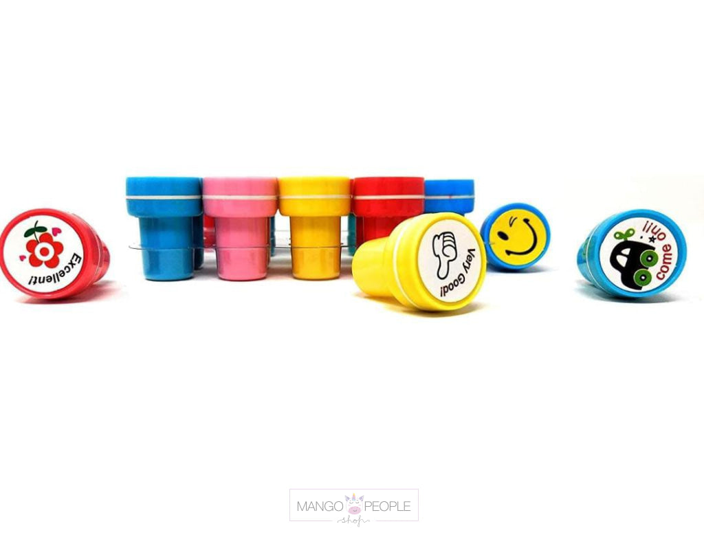 Cute Smiley And Motivation Reward Emoji Seal Stamper For Kids ( Pack Of 10) Stationery