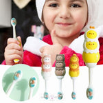 Load image into Gallery viewer, Cute Teddy Bear Shape Microfiber Soft Bristles Toothbrush With Travel Case For Kids Age 2+ Cartoon