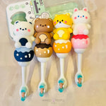 Load image into Gallery viewer, Cute Teddy Bear Shape Microfiber Soft Bristles Toothbrush With Travel Case For Kids Age 2+ Cartoon