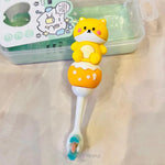Load image into Gallery viewer, Cute Teddy Bear Shape Microfiber Soft Bristles Toothbrush With Travel Case For Kids Age 2+ Cartoon