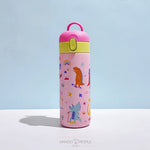 Load image into Gallery viewer, Dinosaur Print Stainless Steel Water Bottle - 420Ml Pink