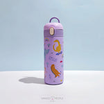 Load image into Gallery viewer, Dinosaur Print Stainless Steel Water Bottle - 420Ml Purple