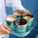 Load image into Gallery viewer, Double Wall Stainless Steel Cup With Tray - Set Of 4 Pcs ( 260 Ml )