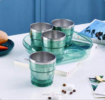 Load image into Gallery viewer, Double Wall Stainless Steel Cup With Tray - Set Of 4 Pcs ( 260 Ml )