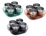Load image into Gallery viewer, Double Wall Stainless Steel Cup With Tray - Set Of 4 Pcs ( 260 Ml )