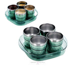 Load image into Gallery viewer, Double Wall Stainless Steel Cup With Tray - Set Of 4 Pcs ( 260 Ml )