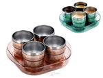 Load image into Gallery viewer, Double Wall Stainless Steel Cup With Tray - Set Of 4 Pcs ( 260 Ml )
