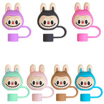 Load image into Gallery viewer, Labubu Straw Cap – Reusable Silicone Cover for Tumblers & Sippers