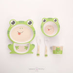 Load image into Gallery viewer, Fun Cute And Attractive Cartoon Animal Print Feeding Set For Kids Made Of Bamboo Fiber 5-Piece