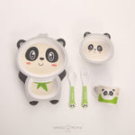Load image into Gallery viewer, Fun Cute And Attractive Cartoon Animal Print Feeding Set For Kids Made Of Bamboo Fiber 5-Piece