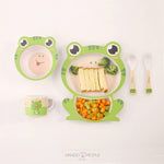 Load image into Gallery viewer, Fun Cute And Attractive Cartoon Animal Print Feeding Set For Kids Made Of Bamboo Fiber 5-Piece