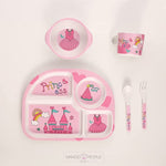 Load image into Gallery viewer, Fun Cute And Attractive Cartoon Animal Print Feeding Set For Kids Made Of Bamboo Fiber 5-Piece