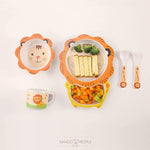 Load image into Gallery viewer, Fun Cute And Attractive Cartoon Animal Print Feeding Set For Kids Made Of Bamboo Fiber 5-Piece