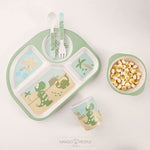 Load image into Gallery viewer, Fun Cute And Attractive Cartoon Animal Print Feeding Set For Kids Made Of Bamboo Fiber 5-Piece