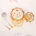 Load image into Gallery viewer, Fun Cute And Attractive Cartoon Animal Print Feeding Set For Kids Made Of Bamboo Fiber 5-Piece