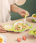 Load image into Gallery viewer, Fun Cute And Attractive Turtle Design Feeding Set For Kids Made Of Bamboo Fiber 5-Piece Cutlery Set