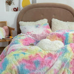 Load image into Gallery viewer, Fuzzy Rainbow Blanket/Throw Fur Blanket Mango People Factory