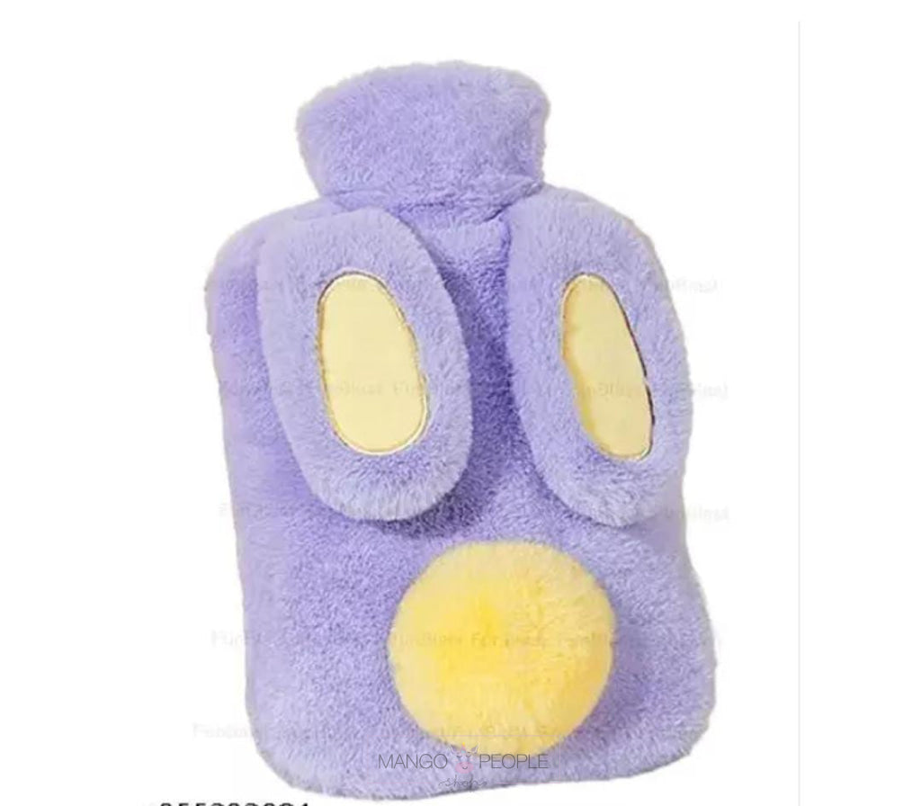Hot Water Bag With Cute Bunny Design Soft Cover For Pain Relief - 1000Ml Purple