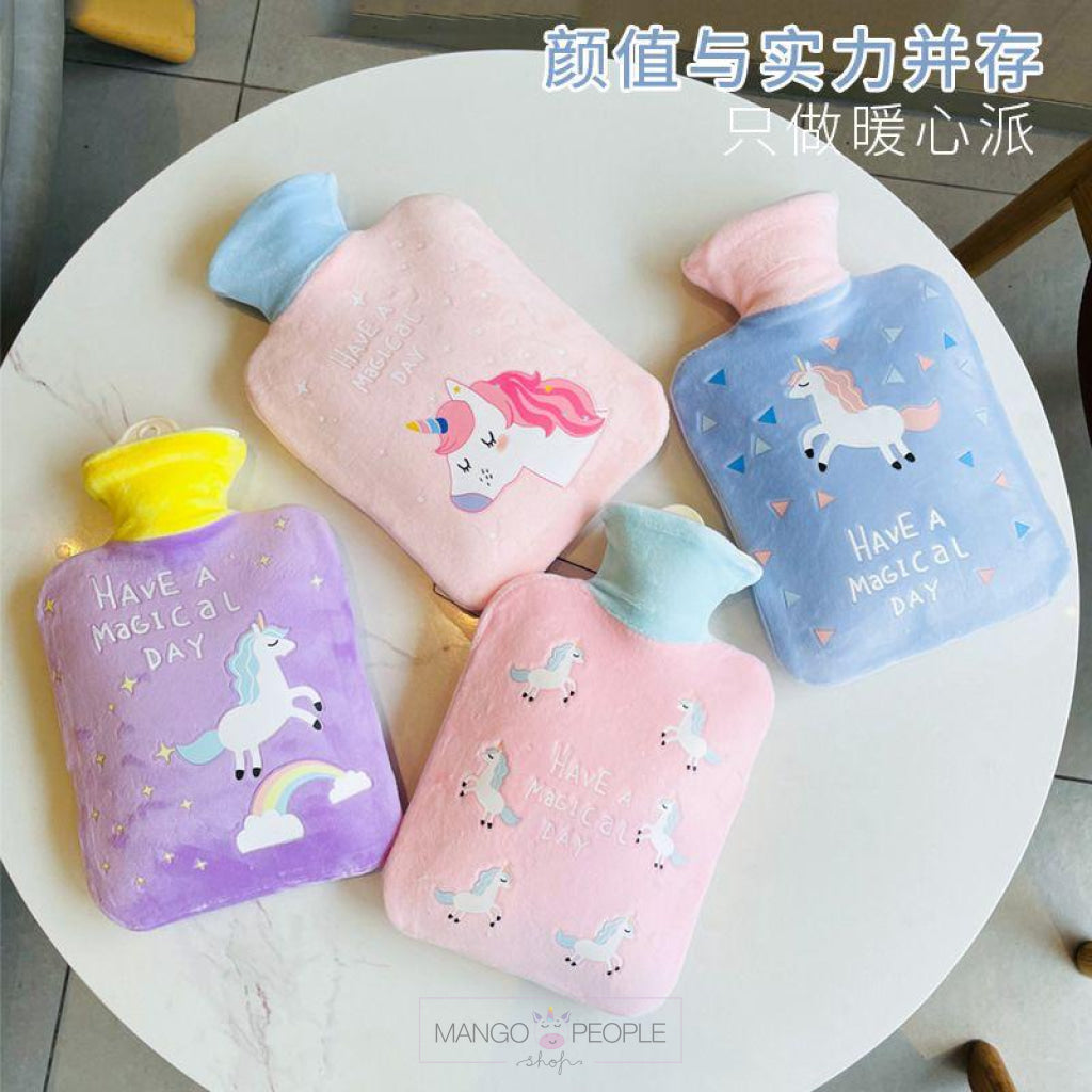 Hot Water Bag With Cute Unicorn Design Plush Cover - 1000Ml