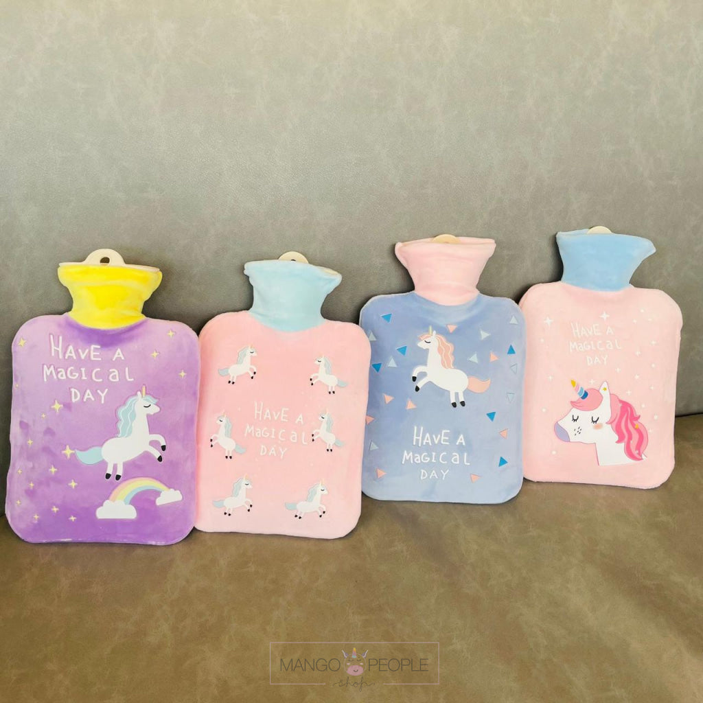 Hot Water Bag With Cute Unicorn Design Plush Cover - 1000Ml