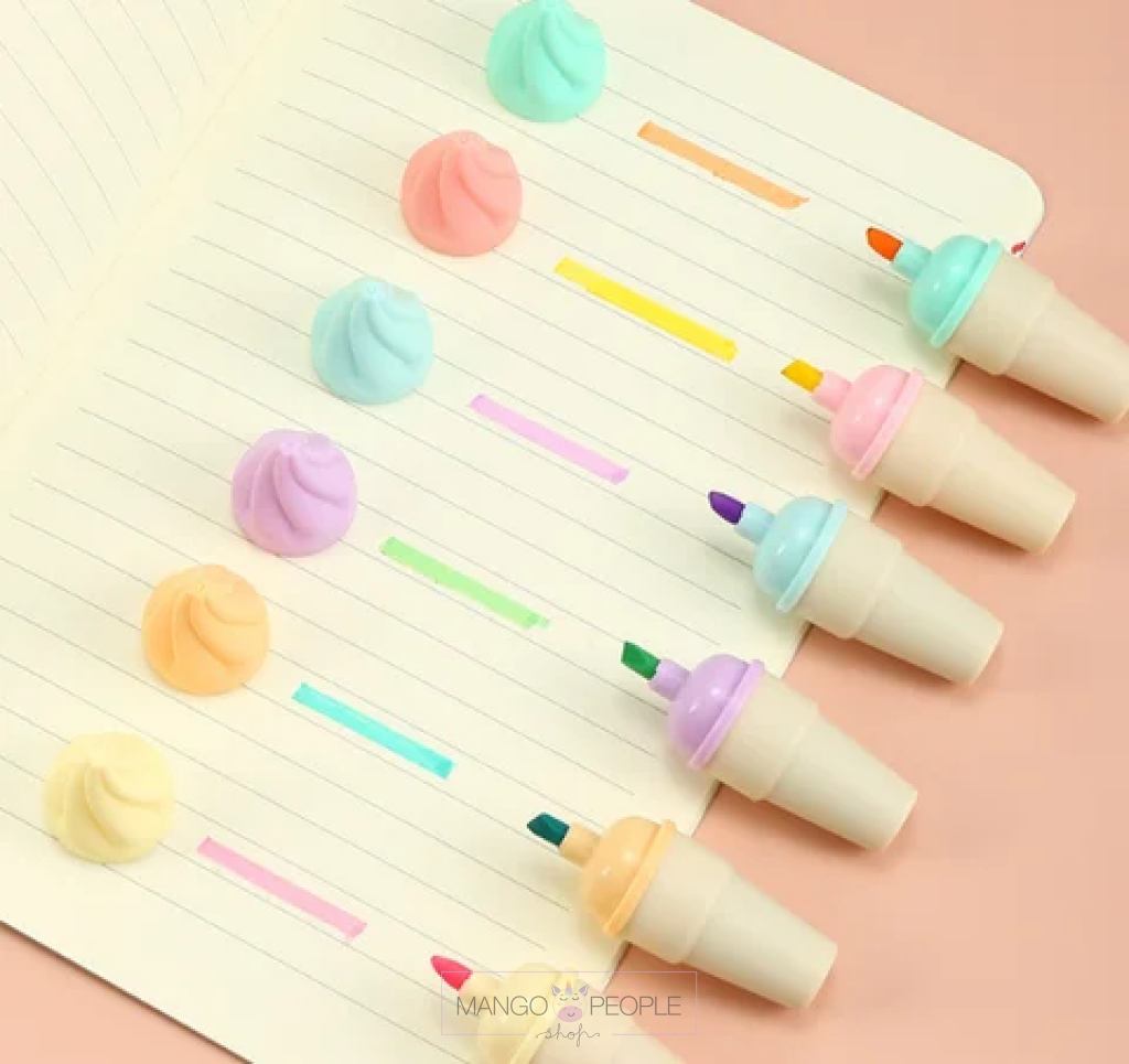 Ice Cream Shape Fancy Color Cute Mini Kids Highlighter Pen