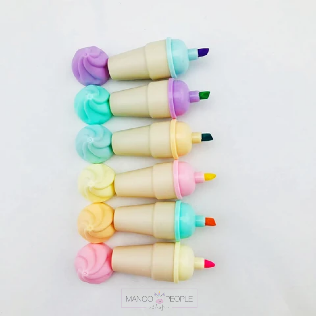 Ice Cream Shape Fancy Color Cute Mini Kids Highlighter Pen