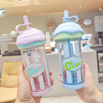 Load image into Gallery viewer, Ice Cream Shape Tumbler Plastic Water Bottle With Straw - 500Ml