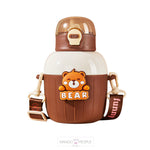 Load image into Gallery viewer, Insulated Stainless Steel Animal Design Water Bottle For Kids - 450Ml Brown Bear Bottles