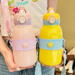 Load image into Gallery viewer, Kawaii Bunny Stainless Steel Water Bottle With Strap - 490Ml