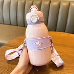 Load image into Gallery viewer, Kawaii Bunny Stainless Steel Water Bottle With Strap - 490Ml