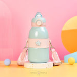 Load image into Gallery viewer, Kawaii Bunny Stainless Steel Water Bottle With Strap - 490Ml