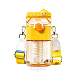 Load image into Gallery viewer, Kawaii Cute Animals Square Water Bottle With Fruit Infuser Partition - 950Ml Duck