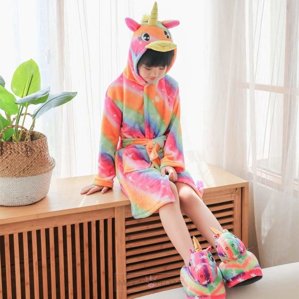 Kids Rainbow Unicorn Bathrobe Mango People