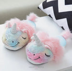 Load image into Gallery viewer, Kids Rainbow Unicorn Plush Slippers Plush Slippers Mango People International