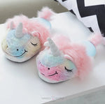 Load image into Gallery viewer, Kids Rainbow Unicorn Plush Slippers Plush Slippers Mango People International