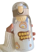 Load image into Gallery viewer, Kidszilla Drinking Water Bottle With Duckbill Straw - 450Ml Brown