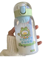Load image into Gallery viewer, Kidszilla Drinking Water Bottle With Duckbill Straw - 450Ml Green