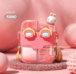 Load image into Gallery viewer, Large Capacity Portable Water Bottle With Two Compartments Straw And Plastic Cup - 530Ml Coral Red