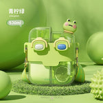 Load image into Gallery viewer, Large Capacity Portable Water Bottle With Two Compartments Straw And Plastic Cup - 530 Ml Animal